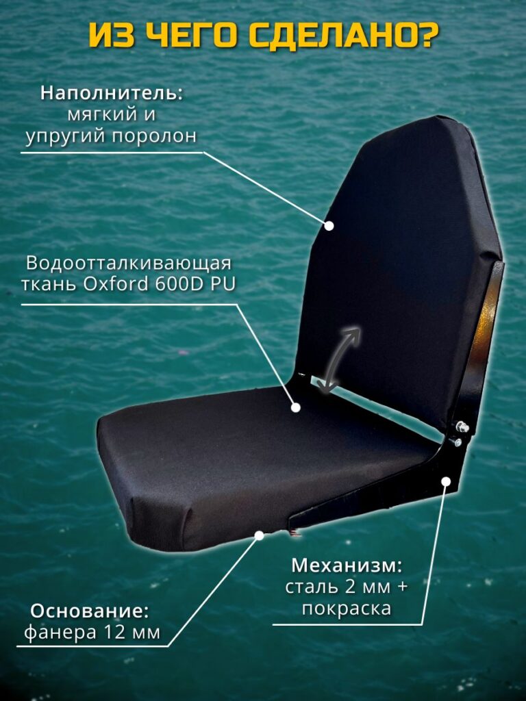 Кресло-в-лодку-ПВХ-Черное-с-поворотным-механизмом