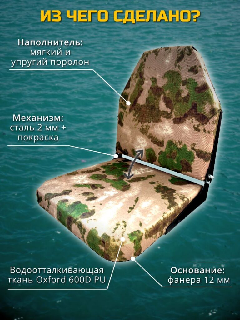Кресло-в-лодку-ПВХ-складное-Мох-с-поворотным-механизмом