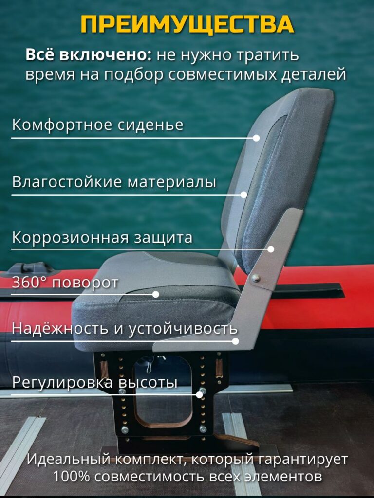 Полный-комплект-для-лодки-ПВХ-Кресло-серое-с-черным-в-лодку-пвх-комплект
