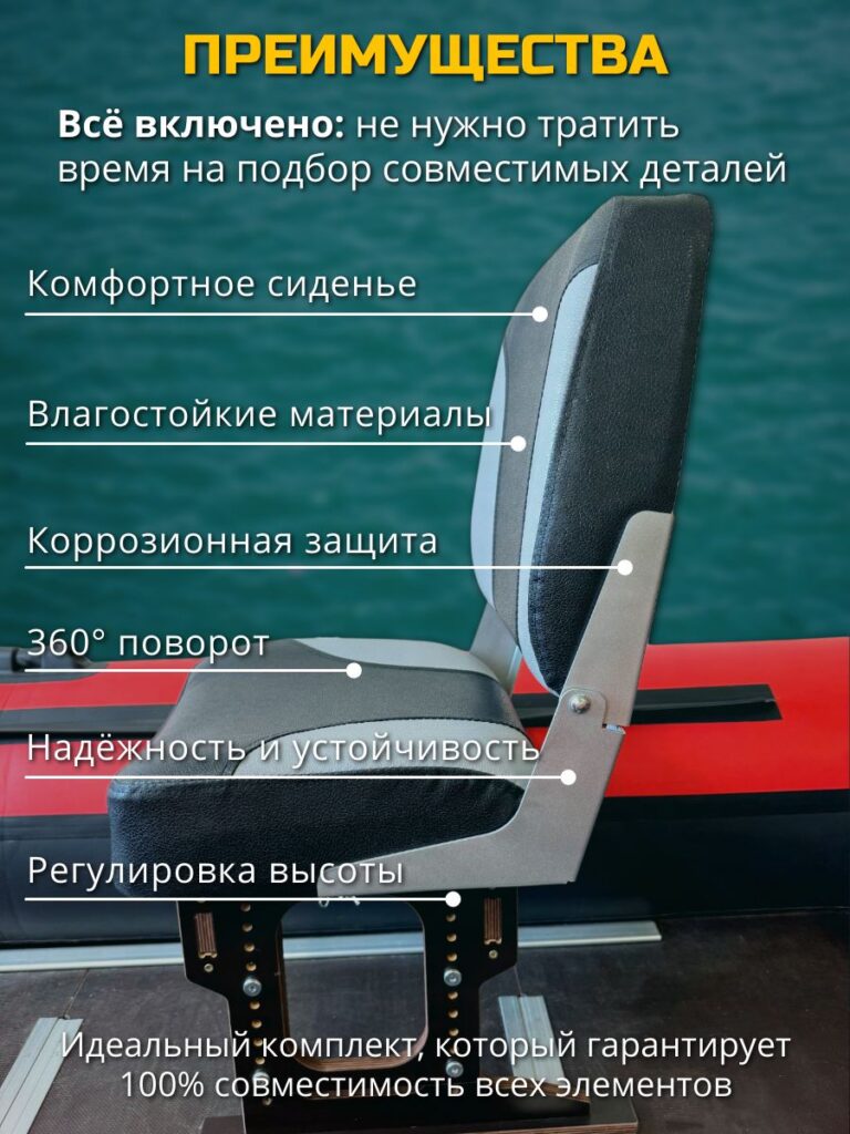 Полный-комплект-для-лодки-ПВХ-Кресло-черноесветло-серое-в-лодку-пвх-комплект