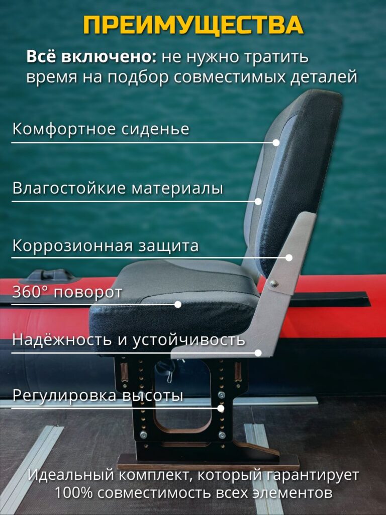 Полный-комплект-для-лодки-ПВХ-Кресло-черноетёмно-серое-в-лодку-пвх-комплект
