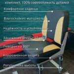 Кресло-поворотное-в-лодку-пвх-Полный-комплект-черно-бежевое