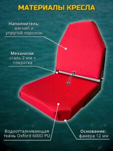 Комплект кресла в лодку ПВХ с опорой и поворотным механизмом / Красный