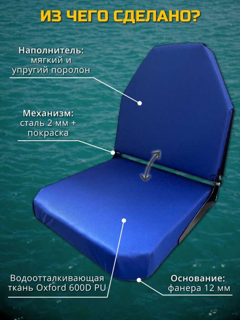 Кресло-в-лодку-ПВХ-Синее-с-поворотным-механизмом